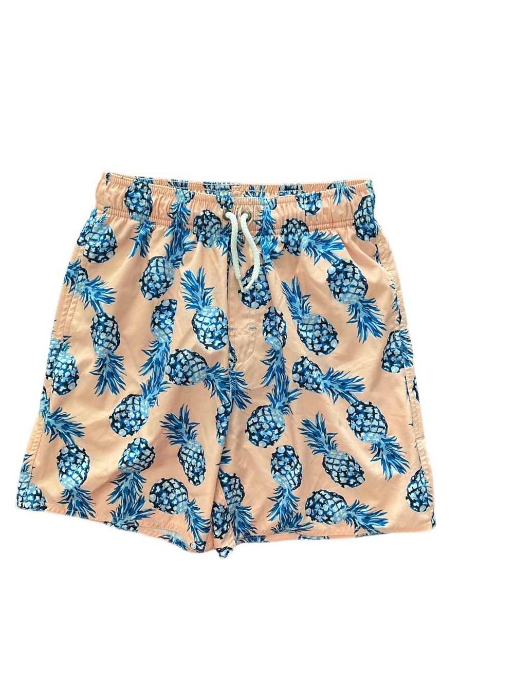 Class Club Peach Swim Trunks with Blue Pineapple Print